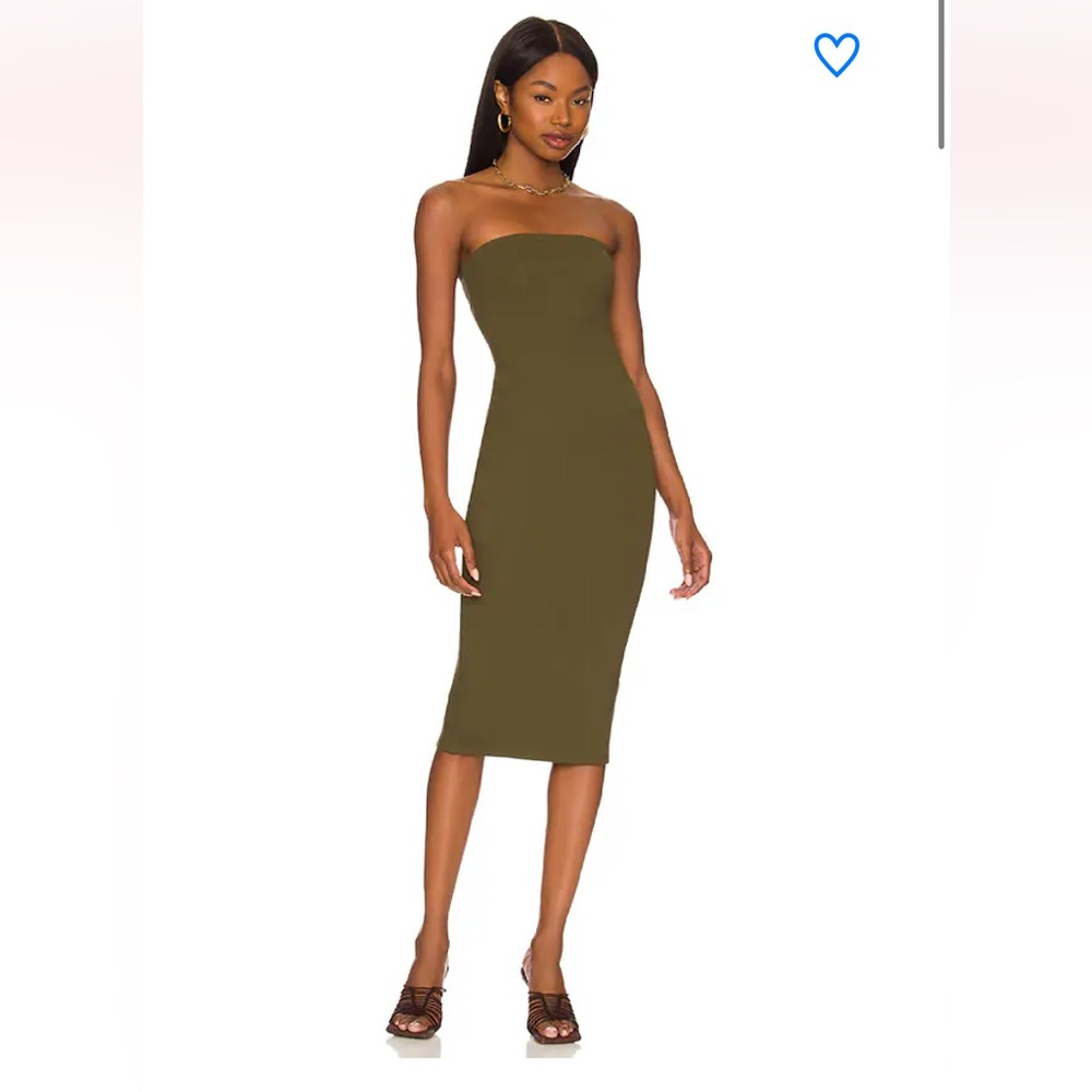 Lilian Strapless Dress in Dark Olive superdown